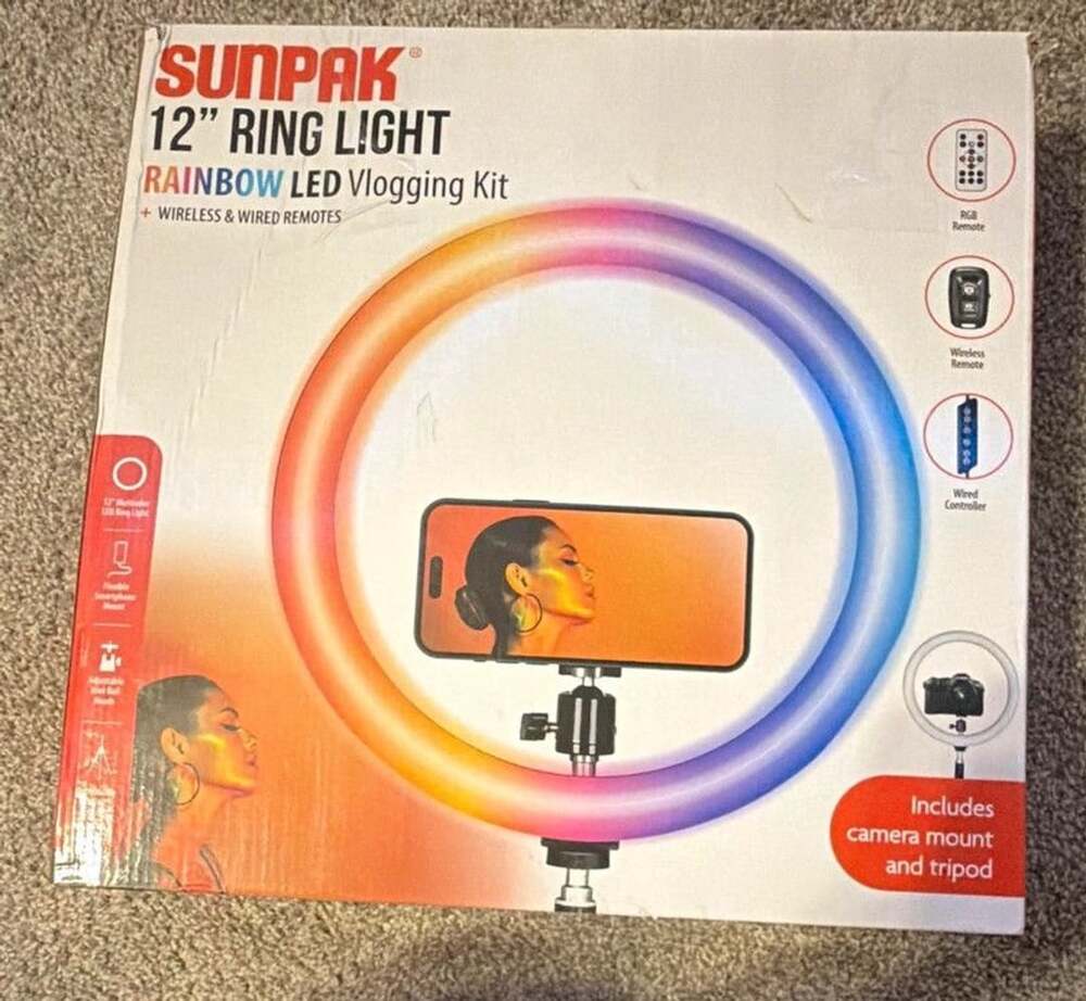 Sunpak 12" Rgb Ring Light USB Kit Tripod Stand 5ft